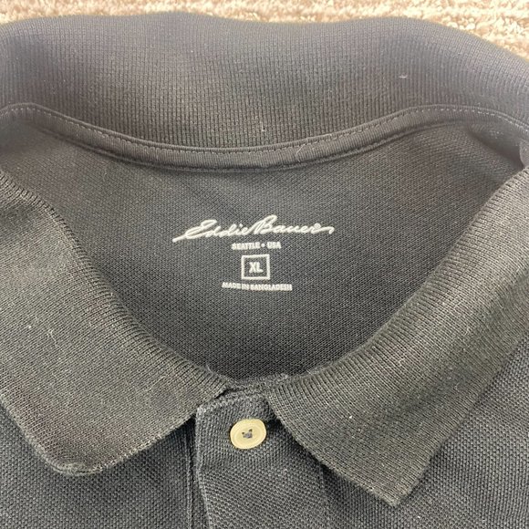 Eddie Bauer Polo Shirt Men Extra Large XL Black Casual Golf Outdoors 100% Cotton - Picture 2 of 6